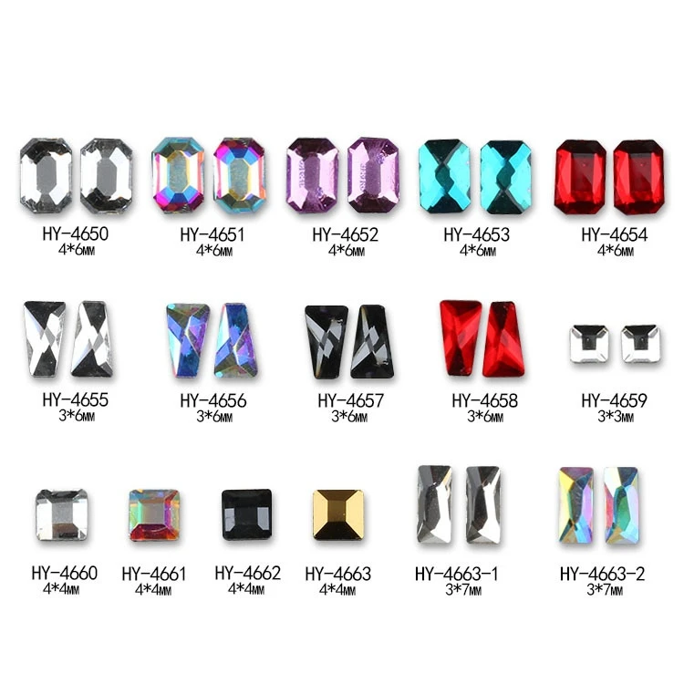 

Nail Art Various Shapes of Crystal Nails Stone Moon Square Heart Strass AB Glass Flat Bottom Rhinestone for 3D Decoration