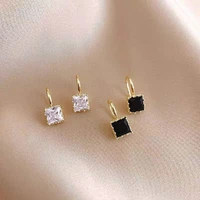 2021 fashion simple irregular polyhedron small black white earrings for girls unusual earrings for women korean jewelry