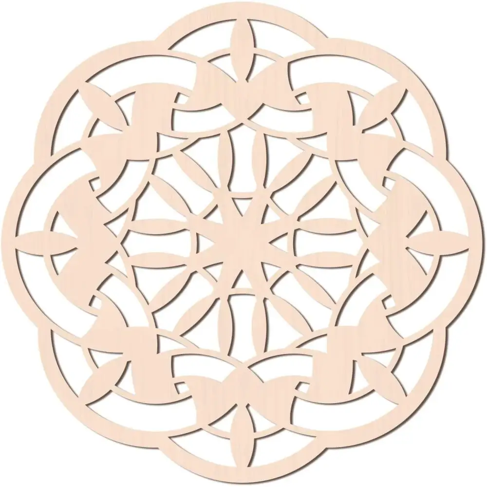 

Laser Cut Wooden Wall Sculpture, Torus Wall Art, Home Decor Meditation Symbol, Yoga Hanging Artwork, Flower Pattern, 310x6mm