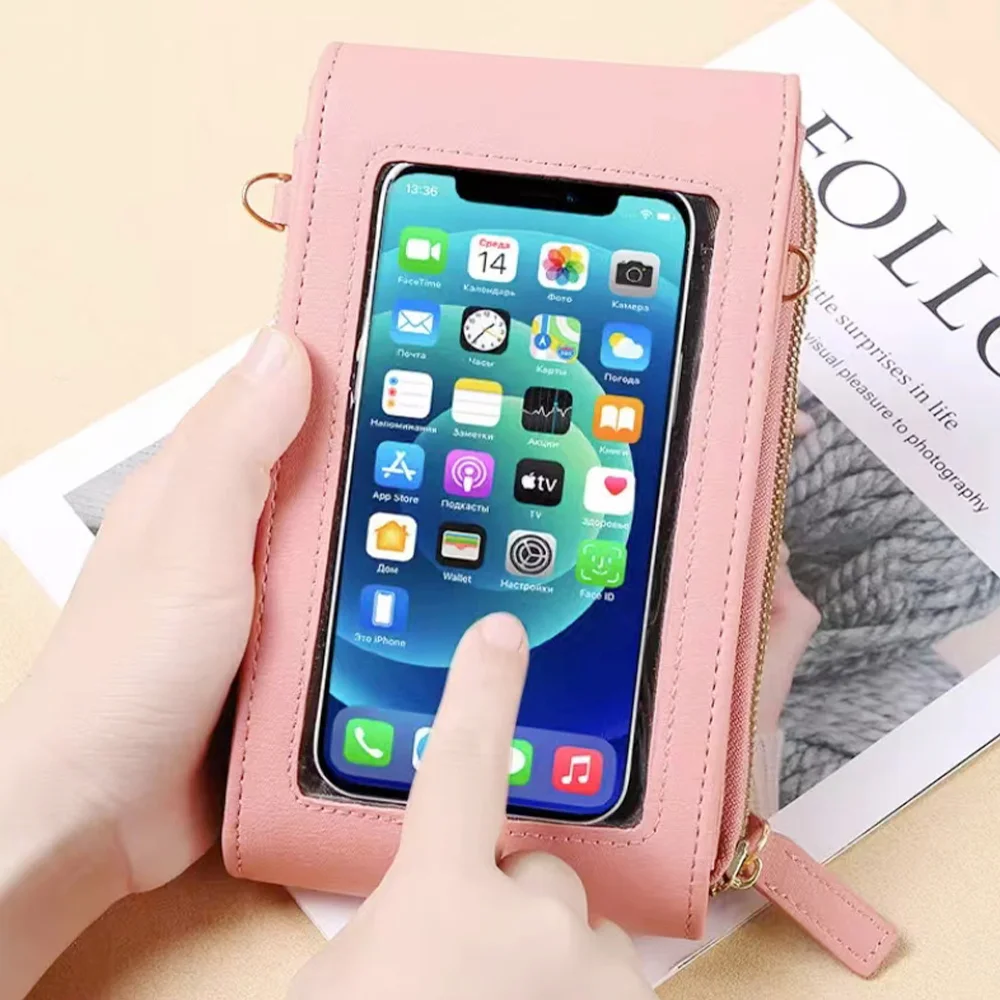 Phone Bag Small Crossbody Bags Women Leather Tote Touch Screen Shoulder Messenger Bags Flap Clutch Card Holders Purse Handbag