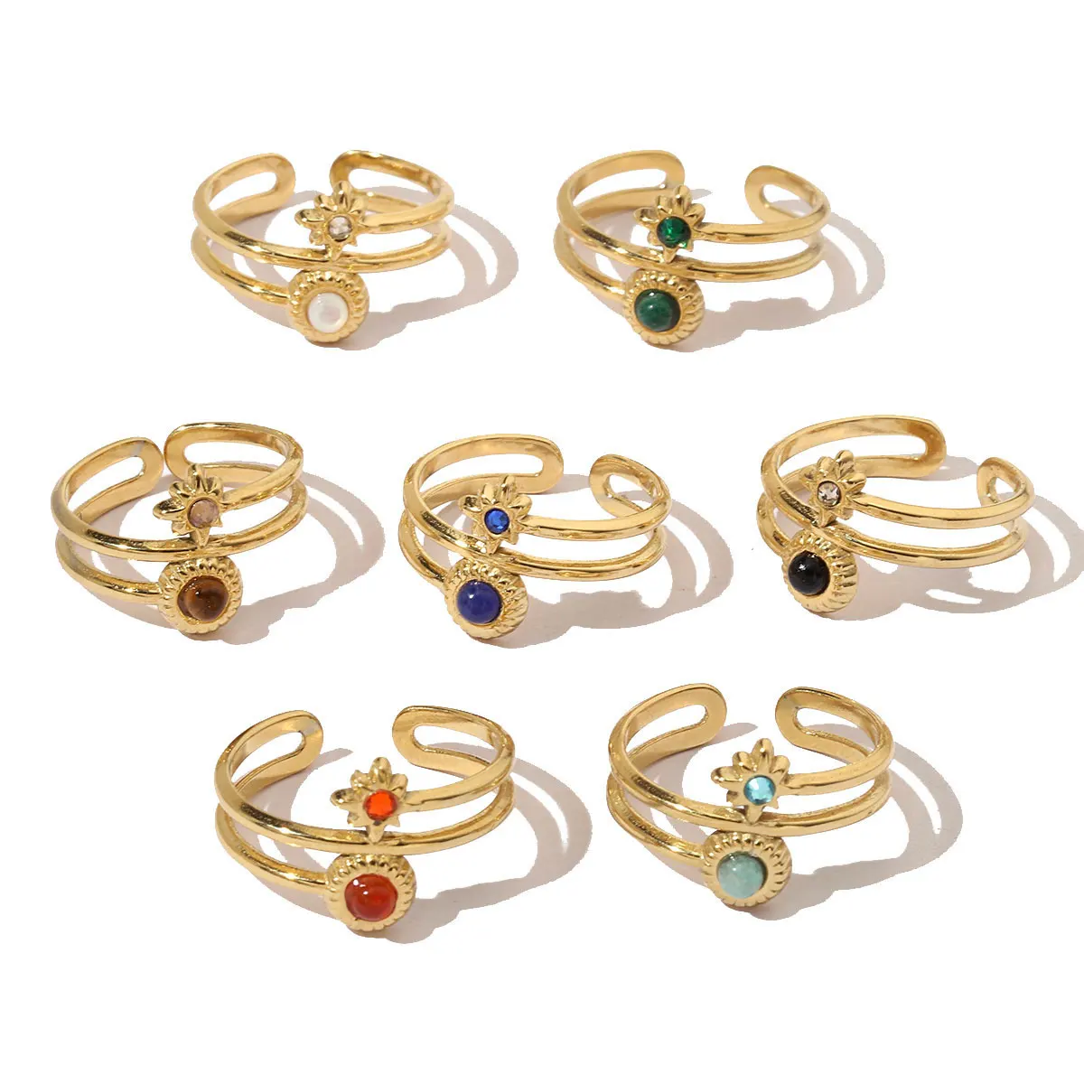 Vnistar французское кольцо из нержавеющей стали с черным красным агатом