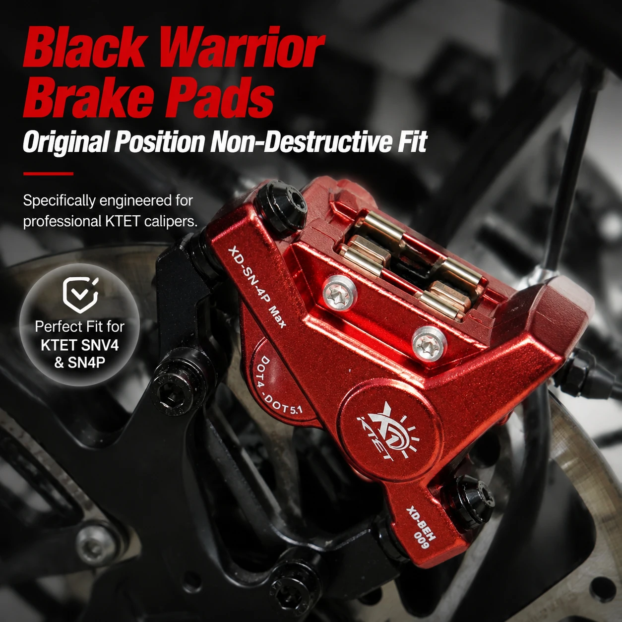 Фото Тормозные колодки Black Warrior полуметаллические Warrior Spirit для WALFISK ET-7, ET-7 Ultra, EKXBike, GTS X22, KTET, SN-V4, XD-SN-4P №5