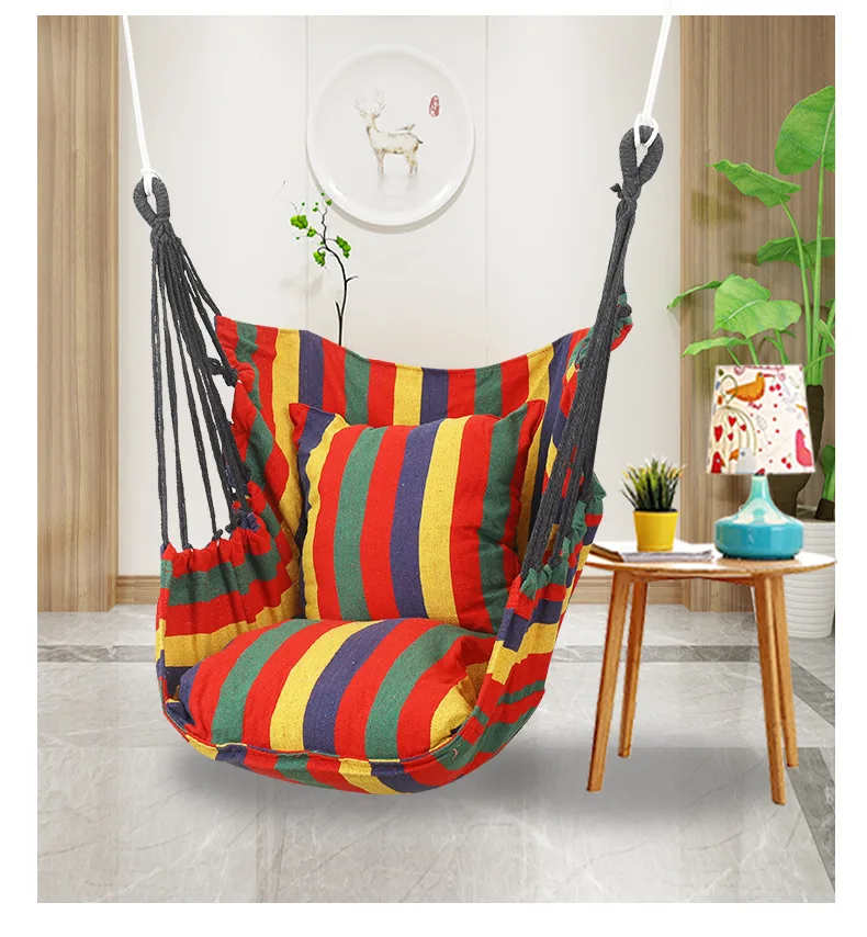 Canvas Hanging Chair College Student Dormitory Hammock with Pillow Indoor Camping Swing Adult Leisure Chair Hanging Swing