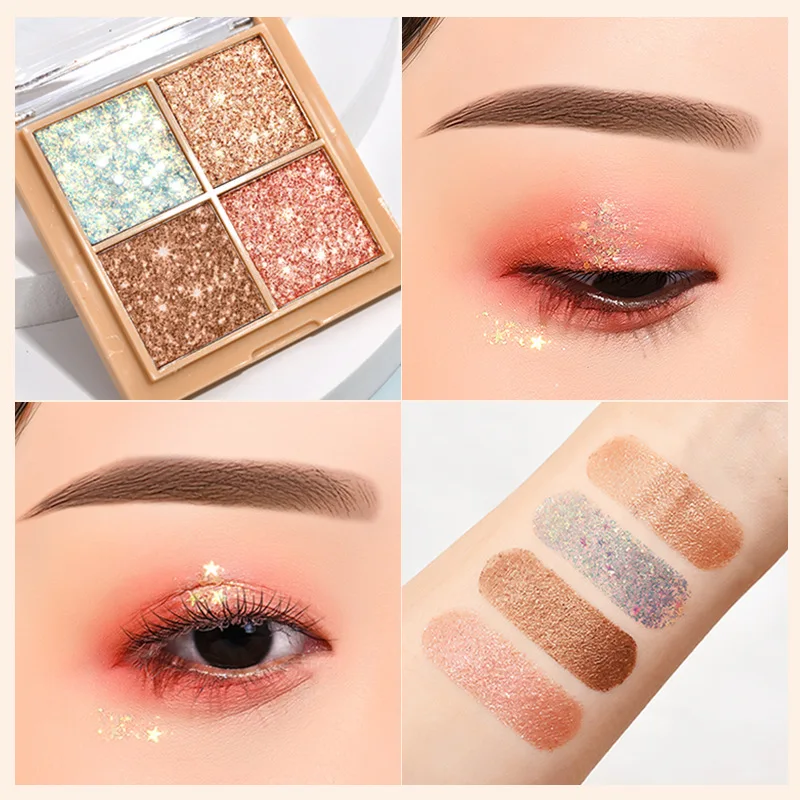 

Glitter Sequins Eye Shadow Tray Colour Makeup 4-colorMini The Portable Long-lasting Modified Beauty Eyeshadow Makeup Instruments