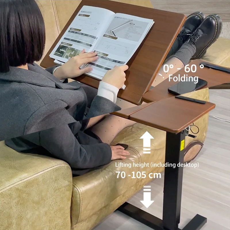 Регулируемый надкровать из массива дерева складной стол для ноутбука с колесами