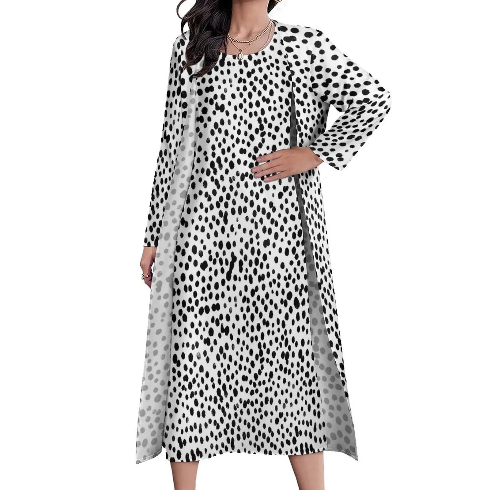

Dalmatian Dress Summer Animal Prints Street Fashion Casual Long Dresses Woman Design Beach Maxi Dress Big Size 5XL