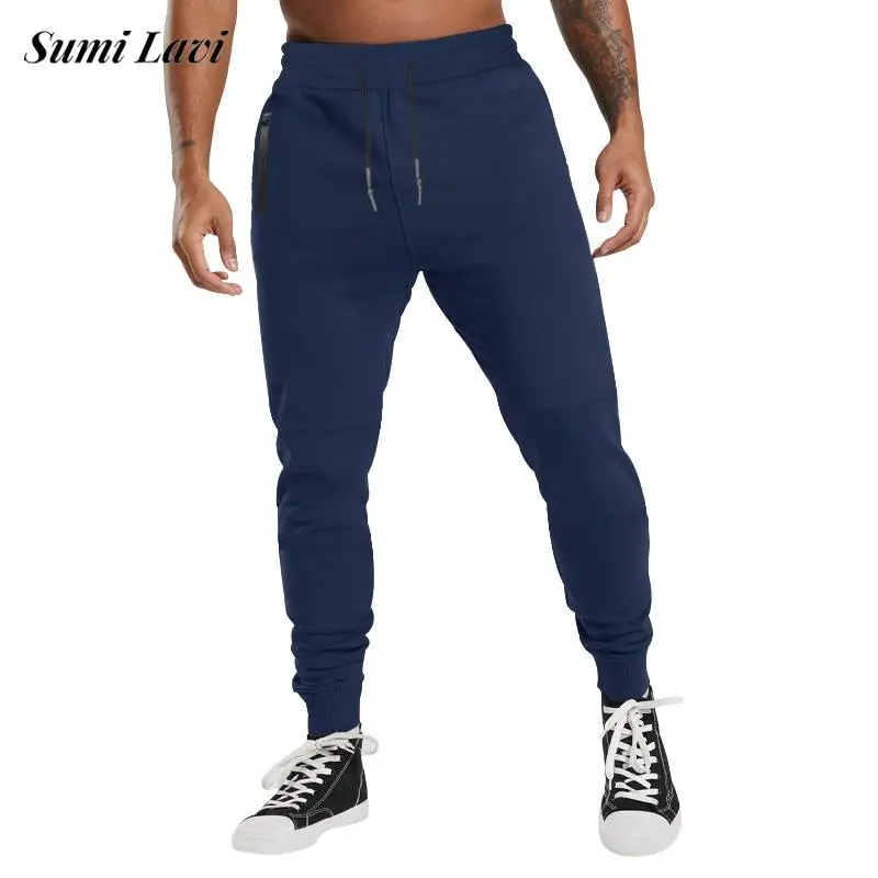 

Брюки мужские облегающие для бега, повседневные однотонные штаны на шнуровке, спортивные модные брюки-карандаш для фитнеса, осень