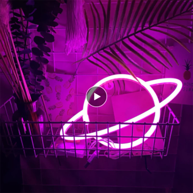 

Planet LED Lights Neon Light Sign Bedroom Decor Neon Sign Night Lamp for Rooms Wall Art Bar Party USB or Battery Powered