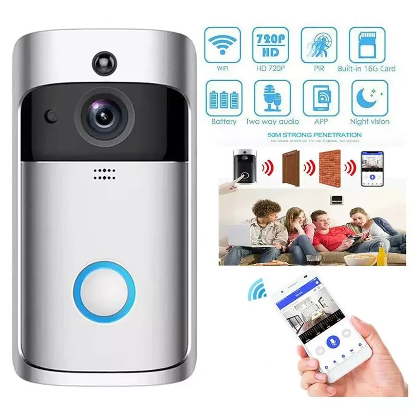

Wireless Smart Doorbell Camera Two Way Video Talk WiFi Door Bell Camera Waterproof Human Detection Video Intercom Cameras ZT