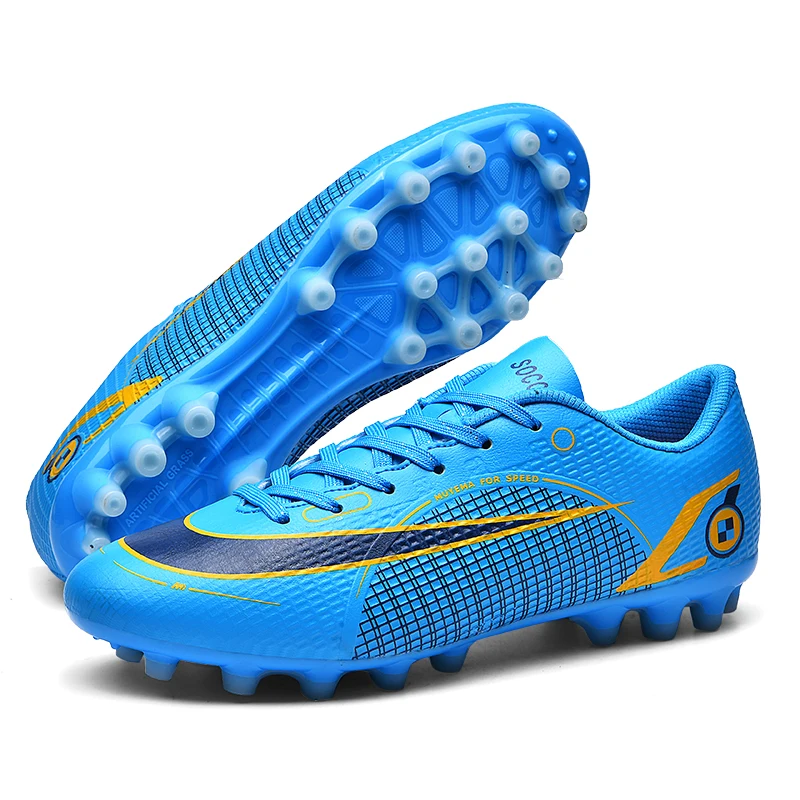 Outdoor Adult Professional Men Soccer Shoes Long Spikes TF/FG High Ankle Kids Football Boots Non-slip Training Match Sneakers