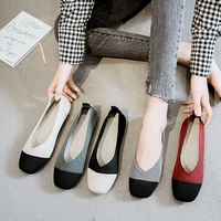 new woman knit pointed shoes work pregnant zapatos de zapatillas mujer moccasin chaussure pumps womens flat ballet mixed color