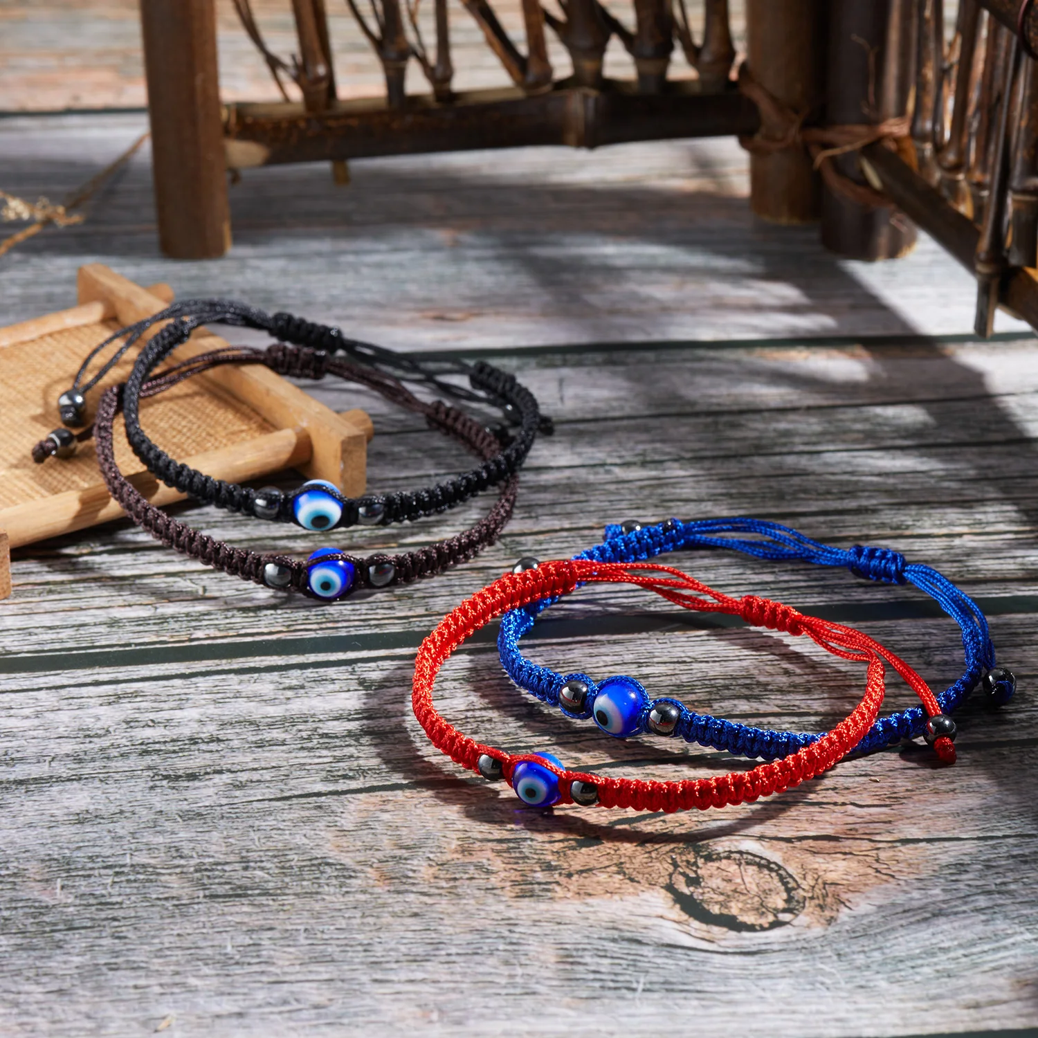 

New Handmade Turkish Lucky Evil Eye Bracelets Lucky Red Black Color Thread Couple Chain Prayer Bangles Jewelry Gift for Friend
