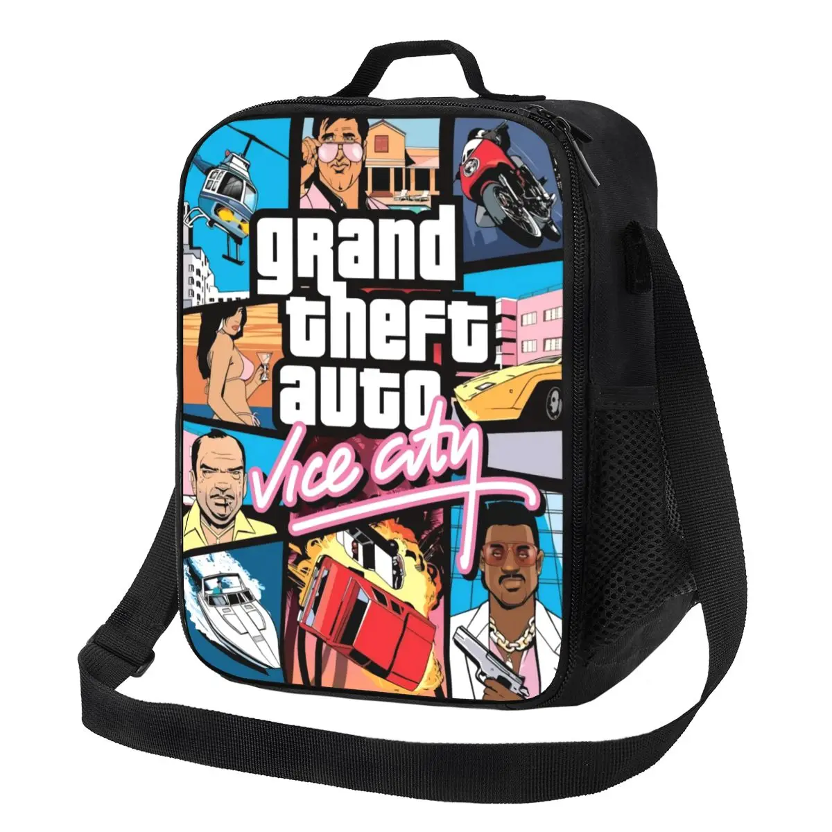 

Приключения Игра Grand Theft Авто коллаж изолированный Ланч-бокс для кемпинга путешествия GTA портативный охладитель термальный Ланч-бокс для женщин детей