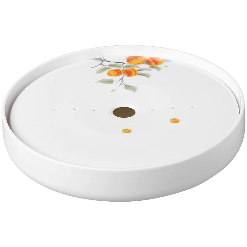 

Water Storage Tea Tray Simple Round Ceramic Chinese Style Tea Tray Table Tea Accessories Bandeja Comida Teaware Tools DI50CP