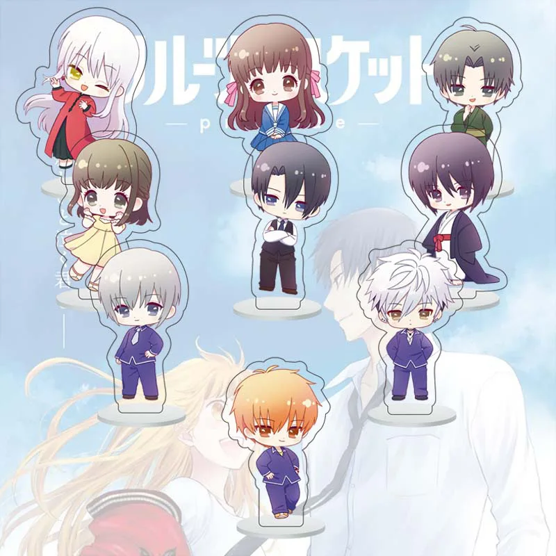 

9Pcs/Set Fruits Basket Q Version Figures Stand Model Plate Anime Series Mini Characters Acrylic Standee Accessories Desk Decor