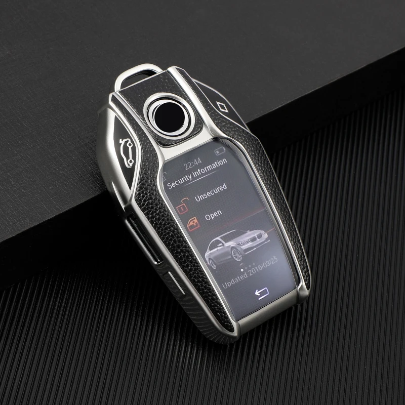 

ТПУ + кожаный чехол для ключей со светодиодным дисплеем для BMW 5 7 серии G01 X3 G02 X4 G05 X5 G07 X7 G12 G11 G30 G32 G31 i8 I12 I15 Автомобильная сумка