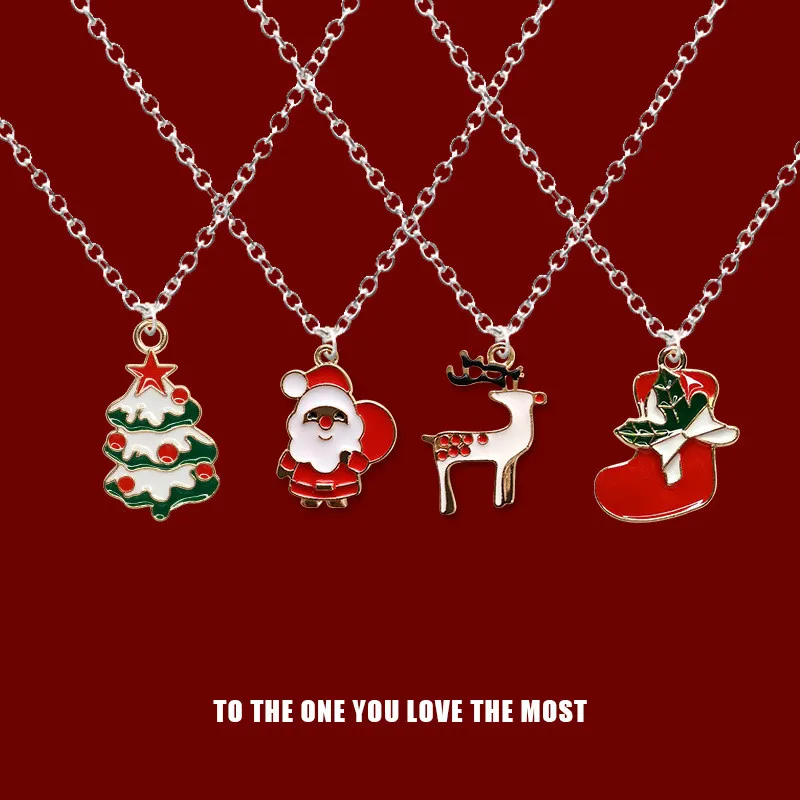 Ожерелье с Санта-Клаусом, новинка 2022, рождественские подарки, ожерелья с милым лось, пингвином, стандартное ожерелье для женщин и детей, лучший подарок