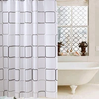 plaid bathroom shower curtains waterproof bath curtain peva modern geometric pattern farmhouse home decoration translucent