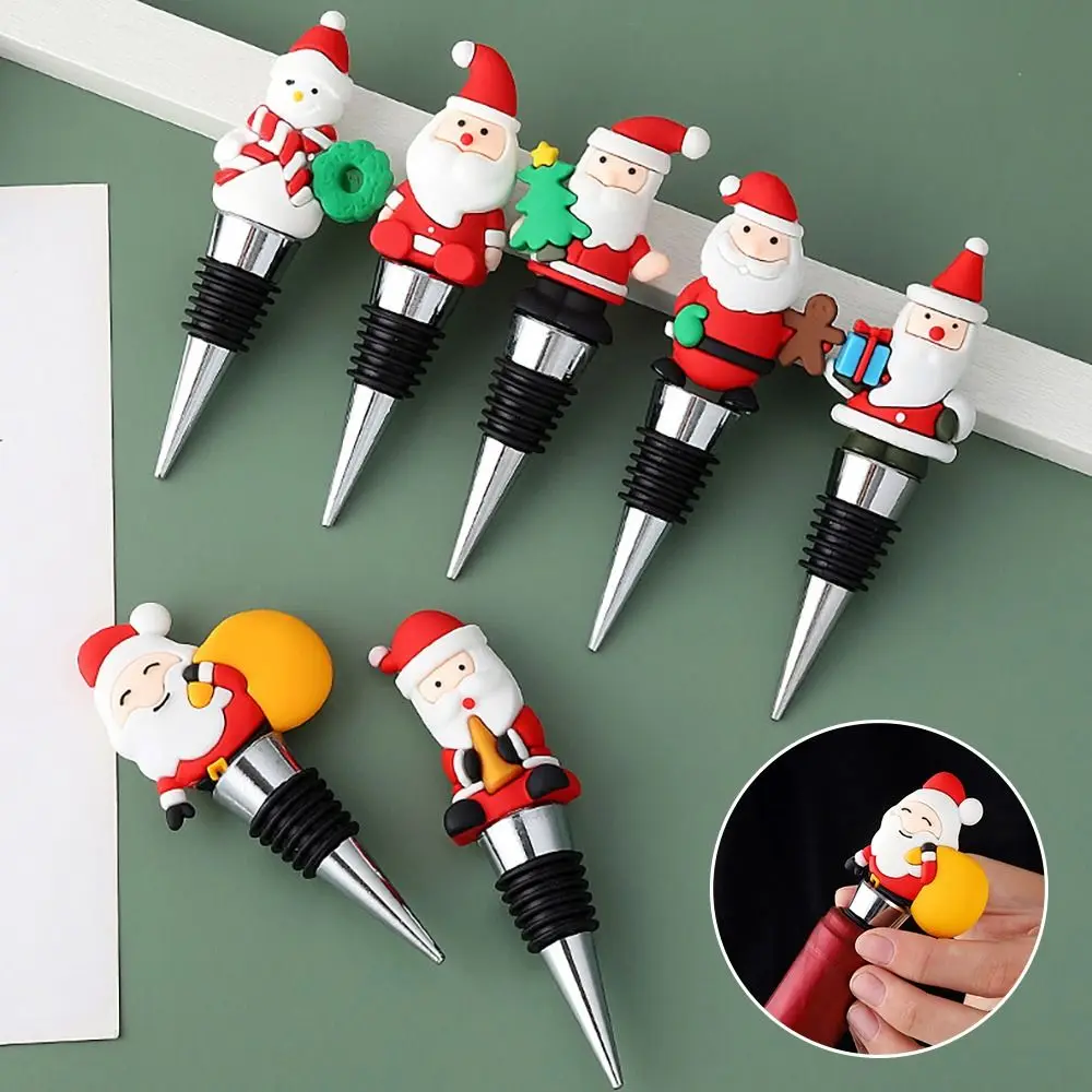 

1pcs Christmas Series Santa Claus Wine Bottle Stopper Party Gift Christmas Bar Decor Sealed Fresh-keeping Wine Champagne Stopper