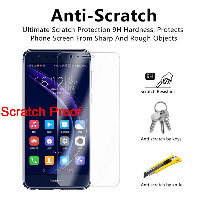 Защитное стекло закаленное для Huawei Honor 3C 4C 5C 6 6C 7C 8C Pro | Мобильные телефоны и