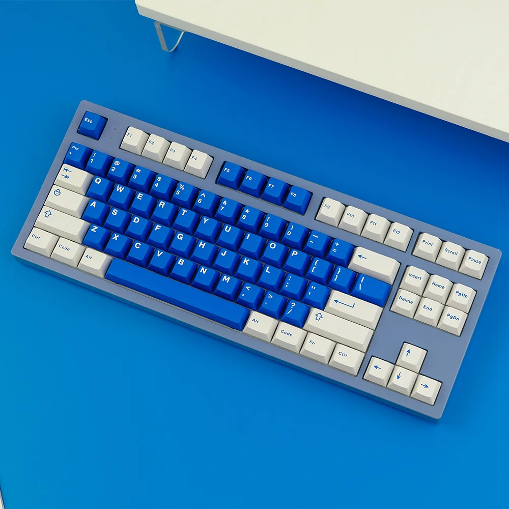 

Классические синие колпачки клавиш для механической клавиатуры 264 клавиши ABS Double Shot вишня высота белый подходит для 68 75 84 96 980 100 GK61 Anne Pro