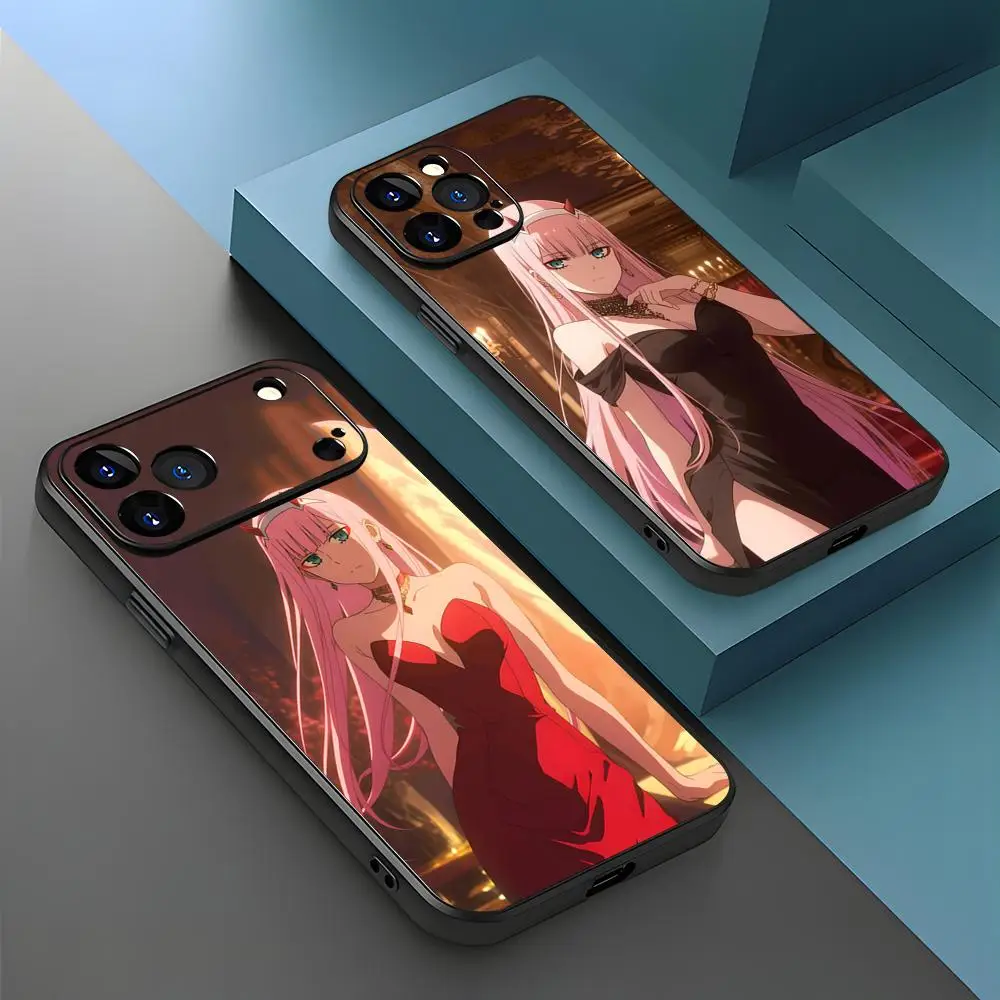 Фото Стильный и милый чехол Zero Two для iPhone 17 Air, 16, 15, 14, 13, 12, 11 Plus, Mini, Pro, Max, черный, противоударный №1