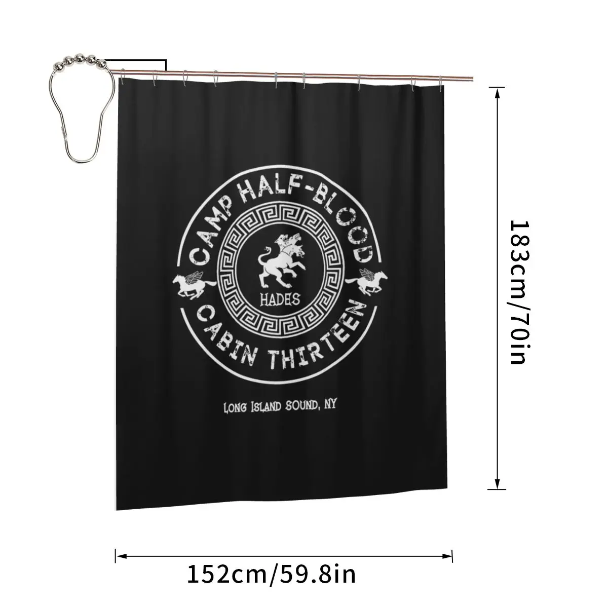 Занавеска для душа Cabin Thirteen Hades Percy Jackson Camp Half-Blood, полиэстеровая, водонепроницаемая, с крючками (art.: 3920d8500a4ff) - 3920d8500a4ff