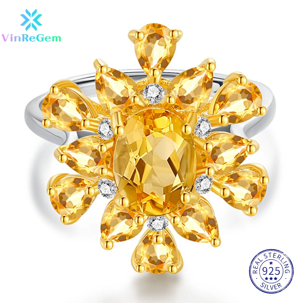 

Vinregem 925 пробы серебряная овальная 3ct цитрин желтый сапфир имитация кольца с мусанитом для женщин винтажные ювелирные изделия дропшиппинг