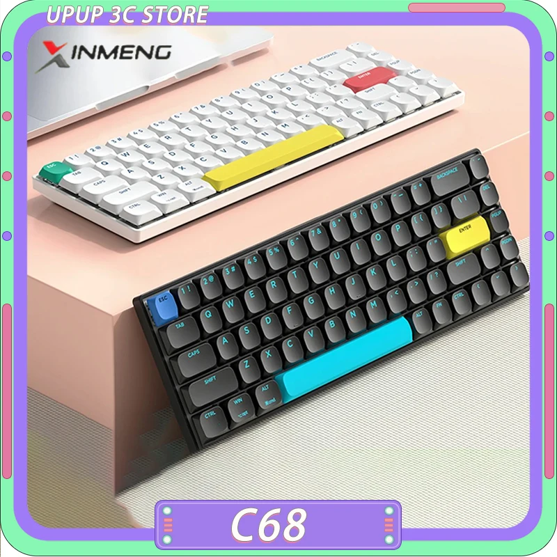 Xinmeng C68 механическая клавиатура три режима низкопрофильная Беспроводная Bluetooth Hot