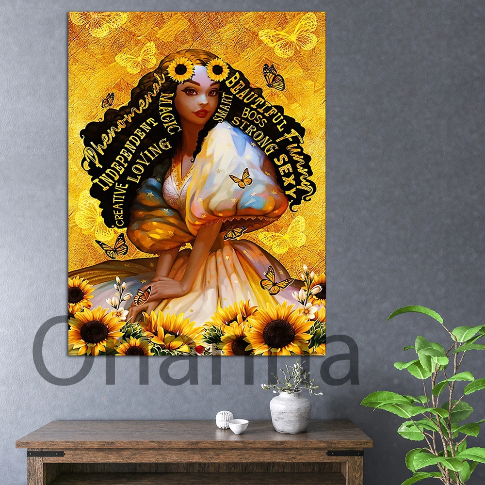 

Black Girl I Am Enough Poster Black Woman Portrait Poster Afro Queen Sunflower Canvas African American Woman Sunflower Wall Art