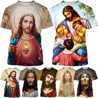 god 2022 new jesus pattern 3d printing t shirt fashion personality unisex casual round neck short sleeved t shirt top