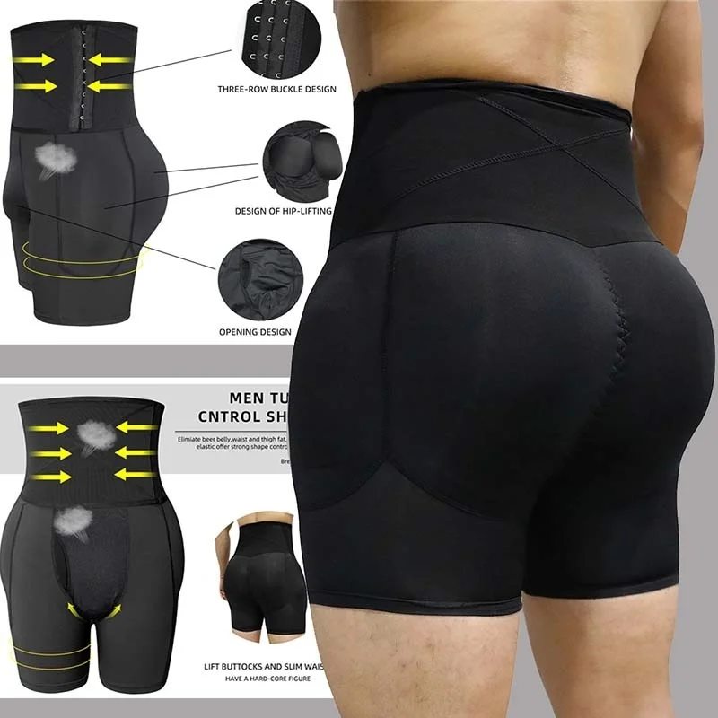 

Slimming Belt Sheath Belly Tummy Control Thigh Shapewear Waste Trainer Hook Waist Shaper Butt Lifter Men Boxer Shorts Padded