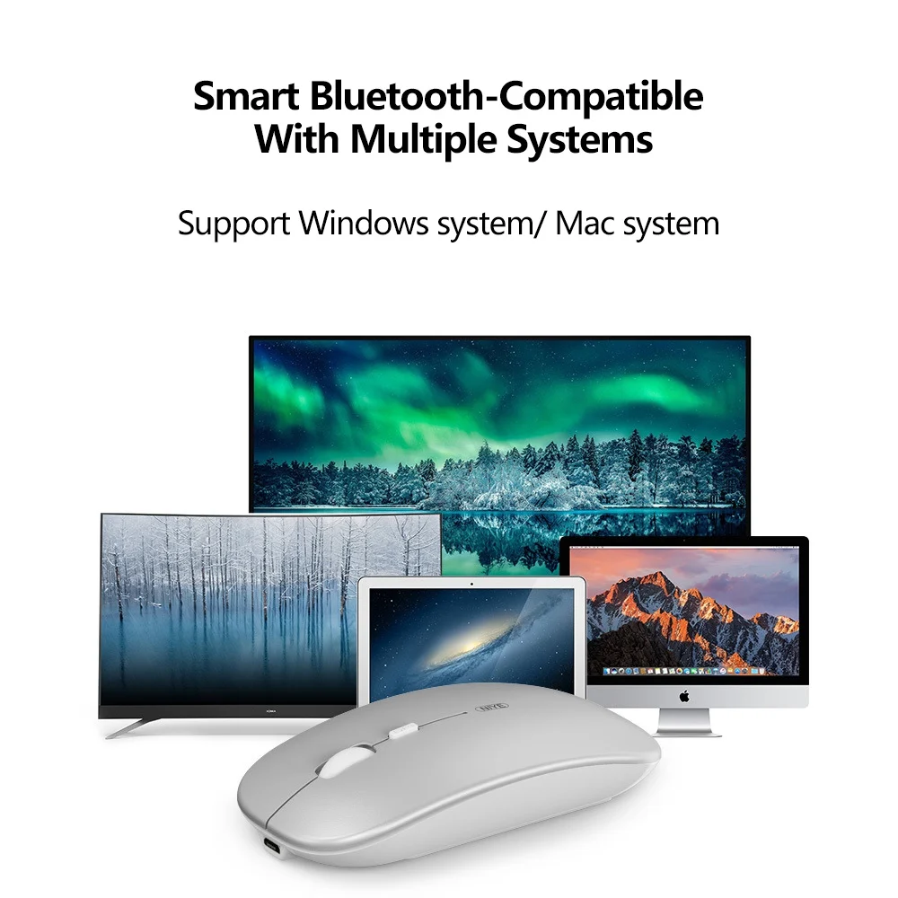 Bluetooth беспроводная мышь с USB-подзарядкой для ноутбука компьютера ПК Macbook игровая