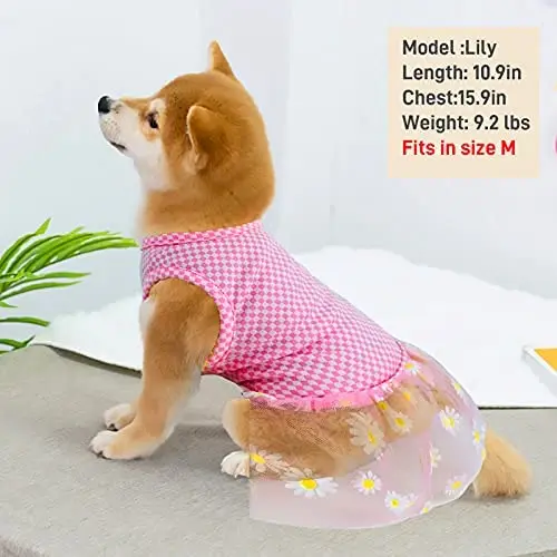 

2PCS Dog Dress Quick Dry Pet Dresses Daisy Flower Tulle Skirt Puppy Sundress Dog Clothes Cat Apparel for Small Dog and Cat Girl