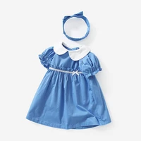 childrens clothing summer new solid color casual style female treasure dress outing clothing puff sleeve princess dress