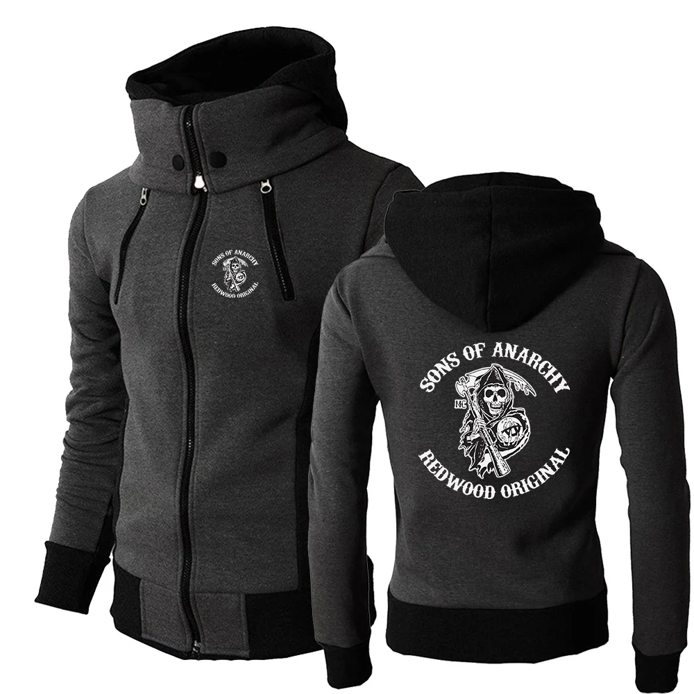 

Mens Sons Of Anarchy SOA SAMCRO Muscle Zipper Coats Fitness Male Wild Sweatshirts Print Long sleeve Hoodies