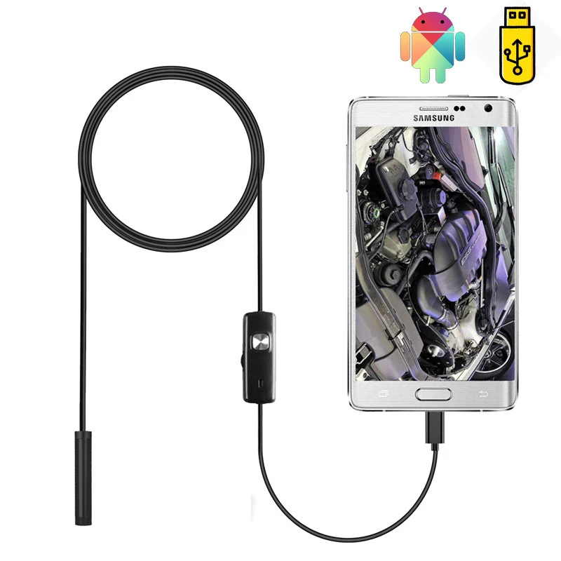 

5.5 MM Endoscope Camera 6 LEDs Adjustable IP67 Waterproof USB Android Flexible Inspection Borescope Cameras for Phone PC