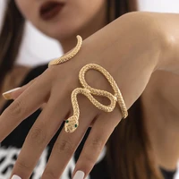punk curved snake bracelet for women bohemian cuff bangles jewelry golden color fashion hip hop men accessories hyperbole gifts