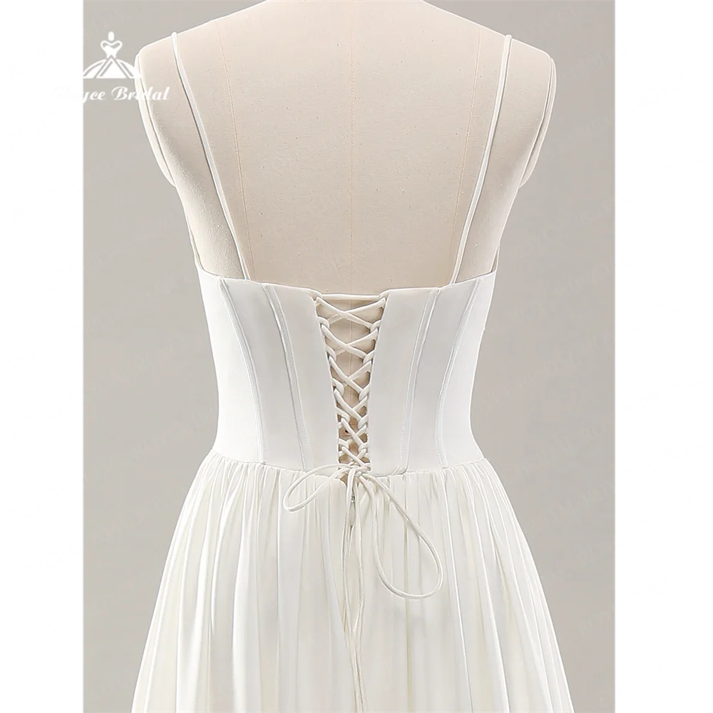 Свадебное платье Roycebridal с вырезом лодочкой А-силуэта 2025 атласное свадебное со