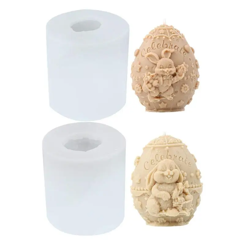 

Egg Silicone Candle Mold Household Easy Demoulding Rabbit Embossed Silicone Mold Handheld Egg Shaped Candle Mold For Home Decor