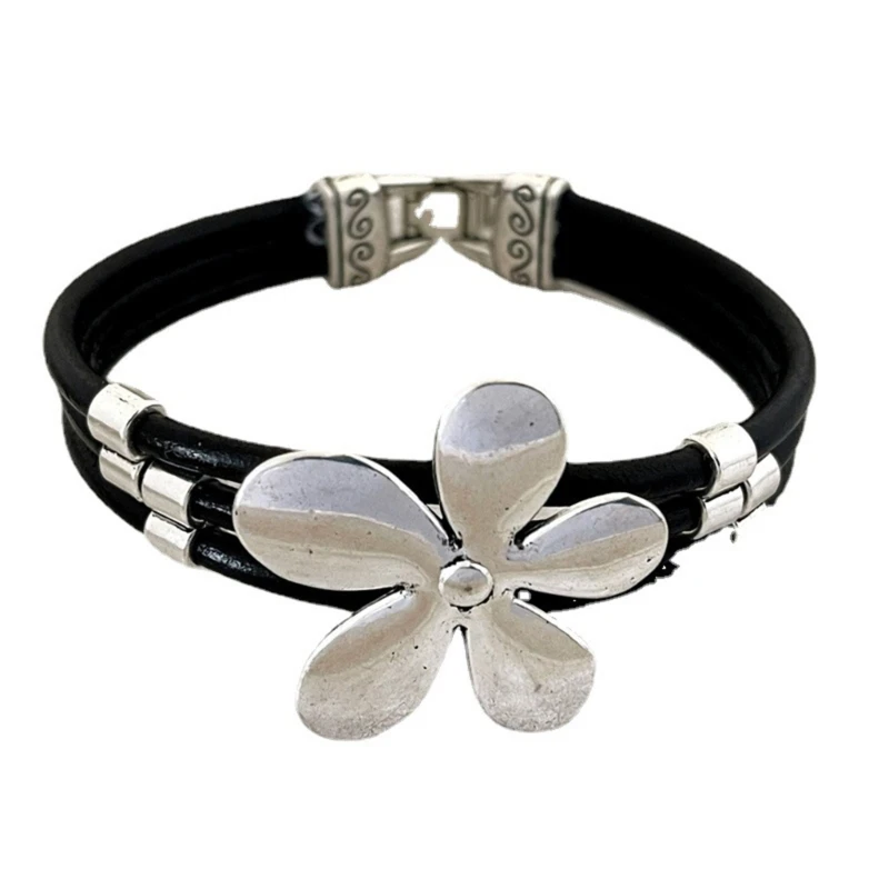 

Multiple Layers Leather Rope Bracelet Flower Bracelet Flower Leather Rope Bangle