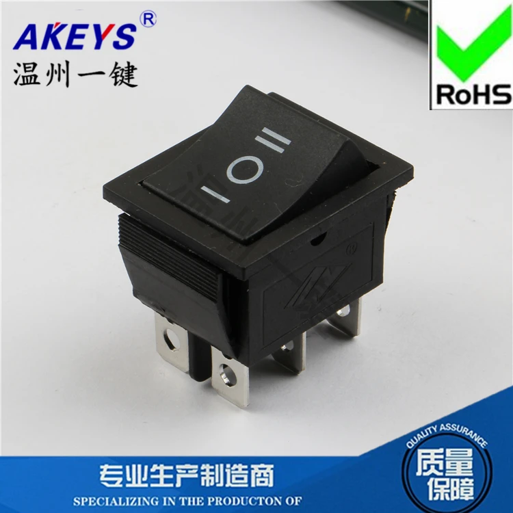 5 шт. KCD4-203 6-контактный 3-ступенчатый кулисный переключатель корабля черный 31x25 мм