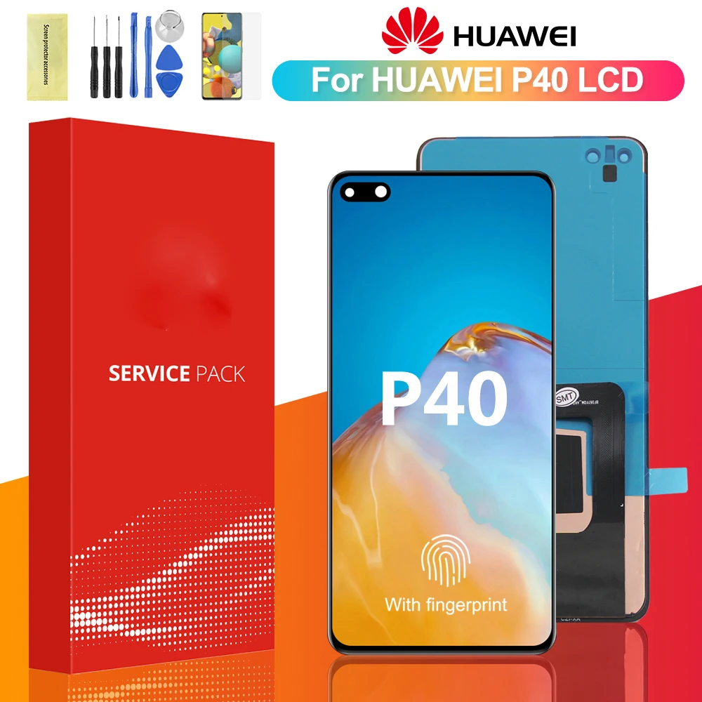 6,1 'Оригинальный ЖК-дисплей для HUAWEI P40, сенсорный экран, дигитайзер в сборе для Huawei P40 ANA-AN00 TN00 NX9 LX4, экран с рамкой