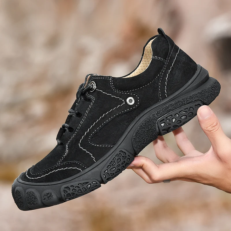 

Мужские прогулочные ботинки, дышащие резиновые, Нескользящие, удобная Уличная обувь на шнуровке, для прогулок