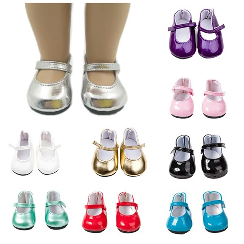 

Кукольная обувь для девочек 18 дюймов, туфли из искусственной кожи с круглым носком для принцессы, американская обувь для новорожденных, детские игрушки, подходит для кукол 43 см