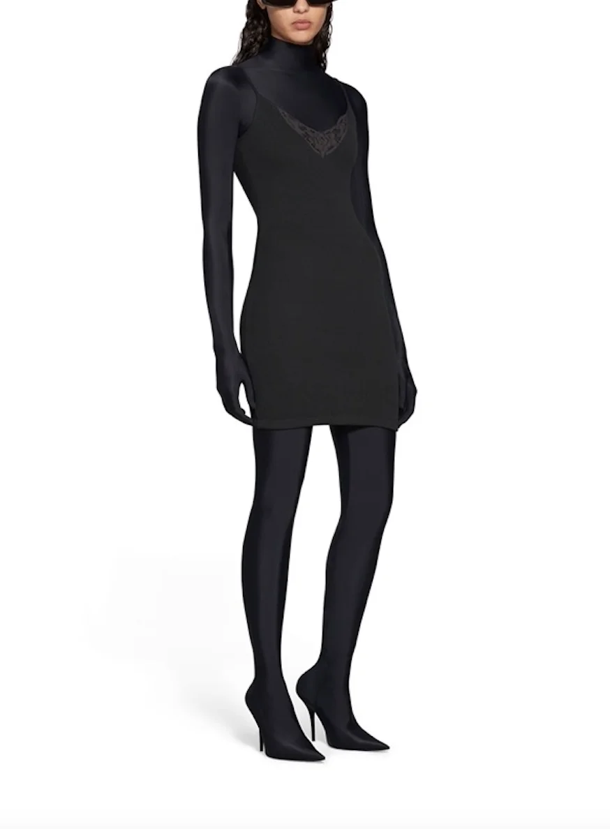 

Женское мини-платье в стиле High Street, черное хлопковое облегающее платье с регулируемой бретелькой, украшенное кружевом в рубчик, одежда для улицы, осень 2023