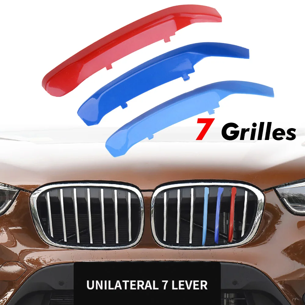 

3pcs For BMW X1 F48 2016-2018 Car Front Grille Inserts Trims Strips M Color Sports Styling Buckle Grill Covers Clip Exterior