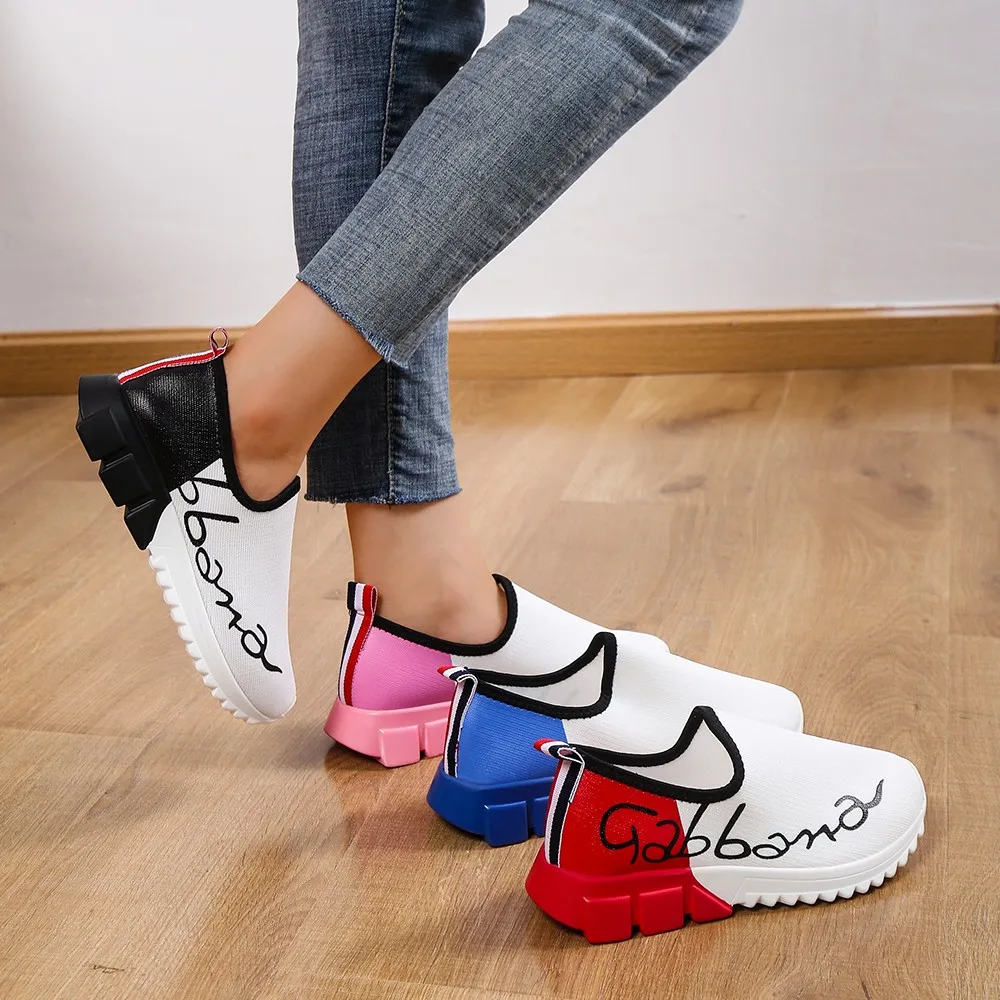 2023 Women Fashion Vulcanized Sneakers Platform Solid Color Flats Ladies Shoes Casual Breathable Wedges Ladies Walking Sneakers
