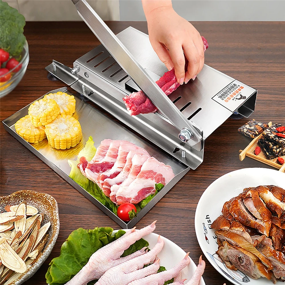 

Stainless Steel Commercial Manual Frozen Meat Slicer Bone Cutting Machine Minced Lamb Bone Meat Cutter Chicken Duck Fish Cutting