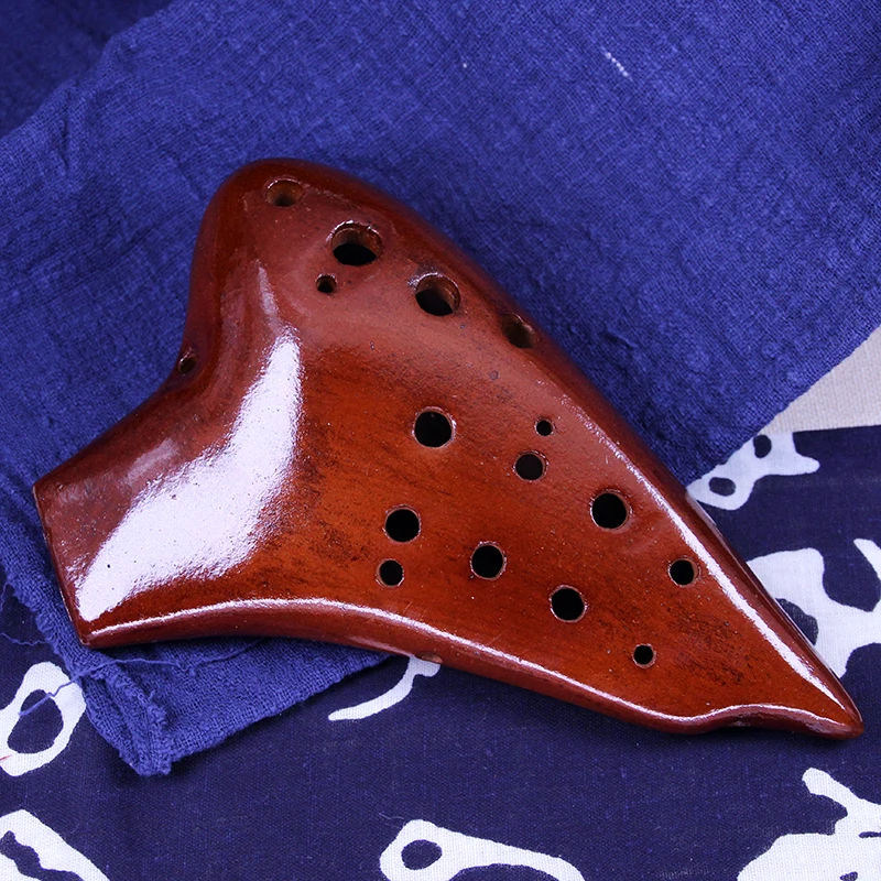 Wide Rang Smoked Soldering Grain Ocarina Alto C Tone Ocarina Teaching Double-tube Ocarina 12-Hole Sound Quality Ocarina with Bag